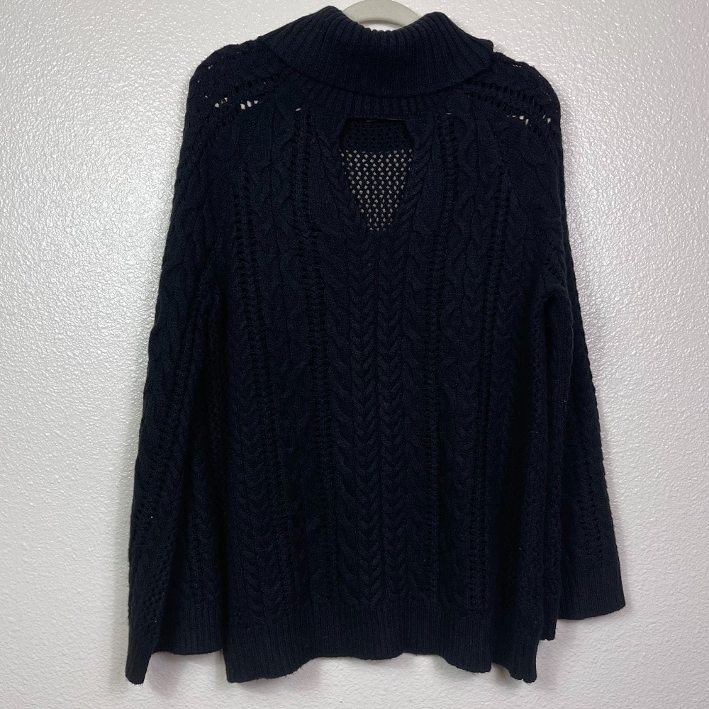 LANE BRYANT Black Keyhole Front Cable Knit Sweater 14 / 16 Dark Witchy Romance